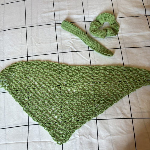 Handmade Crochet Beach Top Set Size S Green