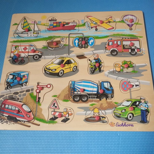 Eichhorn Mega Noppenpuzzel Wooden Puzzle Like New, Vehicles