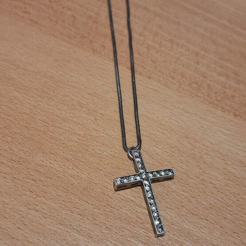 Silver cross 925 with zircon and 34 cm chain new