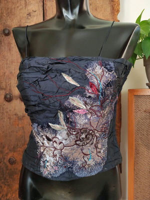 Vintage Renato Nucci silk corset bustier top new, multicolor