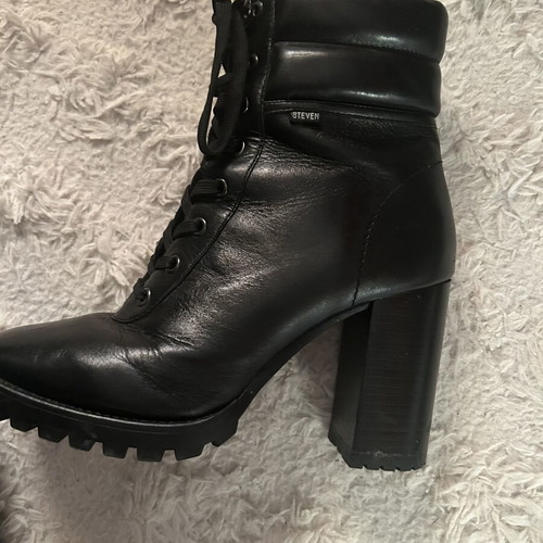 Steven leather black combat boots, size 39