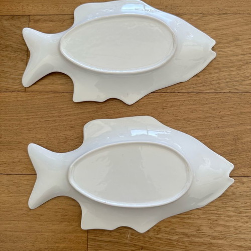 Porcelain serving platters new fish-shaped set of 2