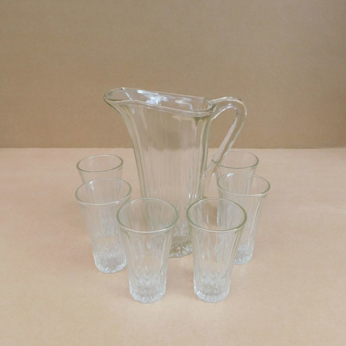 Water pitcher with 6 glasses, about 100 years old, in excellent condition
