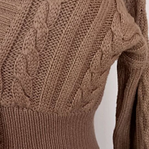 Review knitted cardigan in brown color like new, size S/M