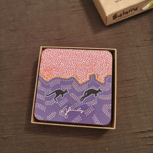 Bulurru Authentic Aboriginal Art Drink Coasters, set of 6