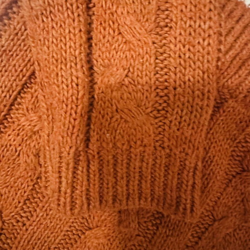 Knitted set of 2 pieces used, crop top and mini skirt in terracotta