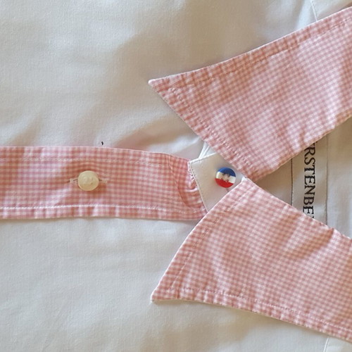 Fursterberg men's white shirt with pink check collar and cuffs like new