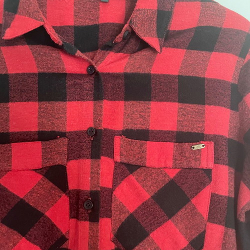 Iso long red and black checked shirt like new, size S