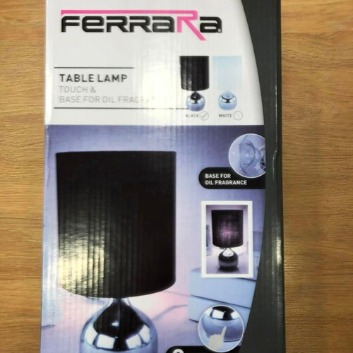 Table lamp with black shade and silver base (Touch) new
