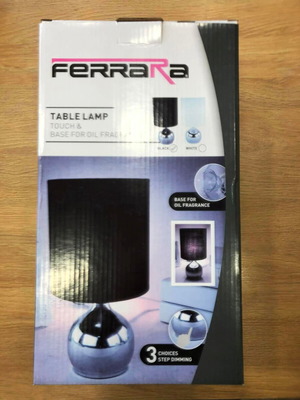 Table lamp with black shade and silver base (Touch) new