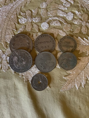 Greek collectible coins used, set of 7 pieces