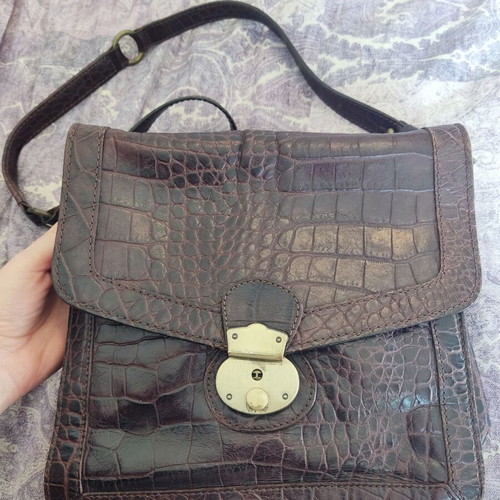 Massimo Dutti leather brown crossbody bag used, Retro Vintage Classic