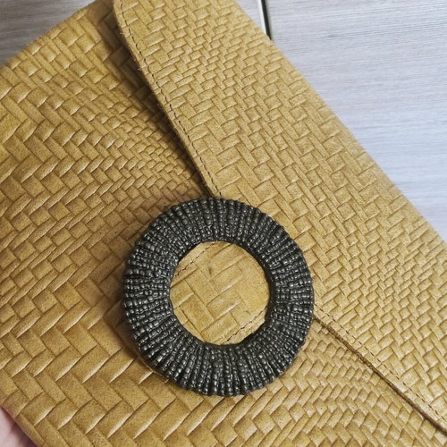 Leather hand bag yellow with strap new