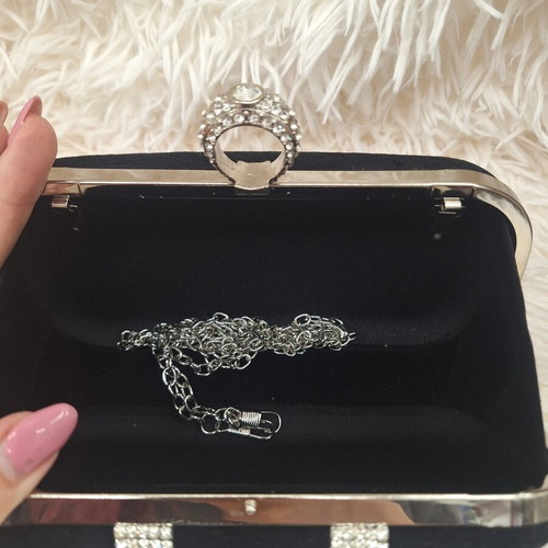 Evening bag new velvet with rhinestones black handbag