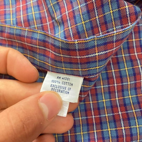 Ralph Lauren Oxford long sleeve shirt XL, red green checked, navy pony