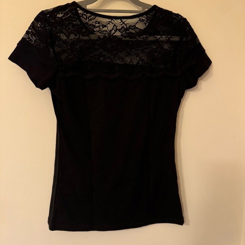 Elastic blouse with lace black, like new, size S