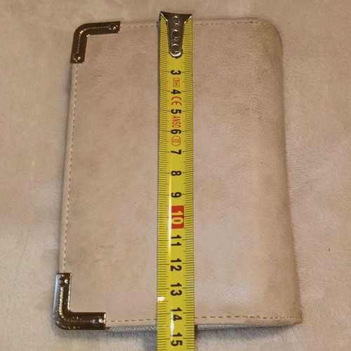 Abbey wrist wallet used, beige with gold details