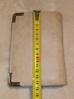 Abbey wrist wallet used, beige with gold details