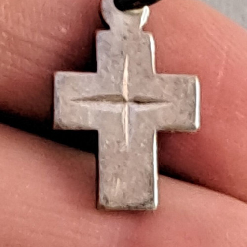 Vintage silver cross with hallmark used