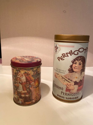 Metal boxes set of 2 used, Christmas decoration and storage