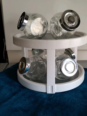 Two-tier rotating spice rack with 8 jars new