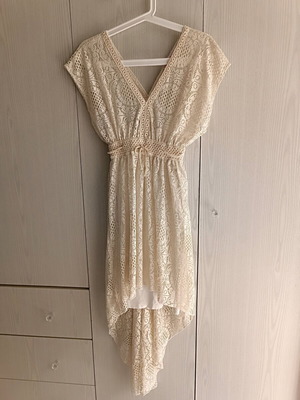Lipsy asymmetrical lace dress like new, beige