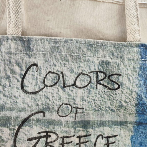 MEGIQAL Colors of Greece Tote Bag shoulder, used, white and blue