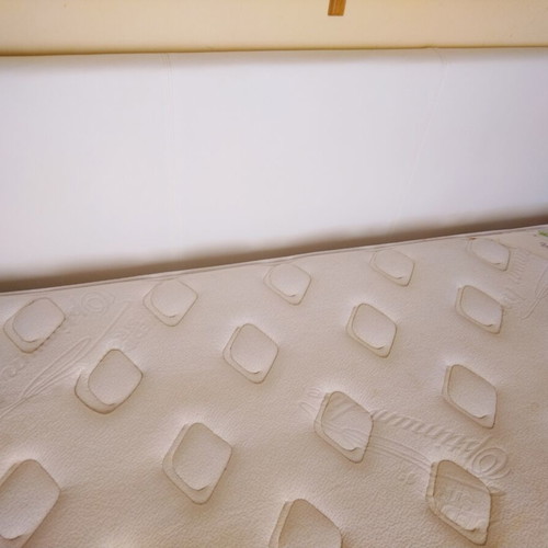 Double bed with white leather and Media Strom Premium mattress 150x200