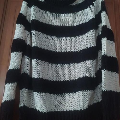 Striped knitted sweater used, size S, black and beige
