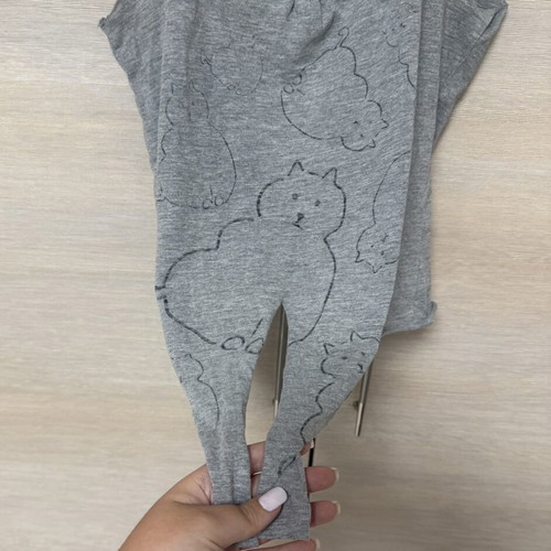 Oysho 100% cotton tank crop top with knot, like new, grey