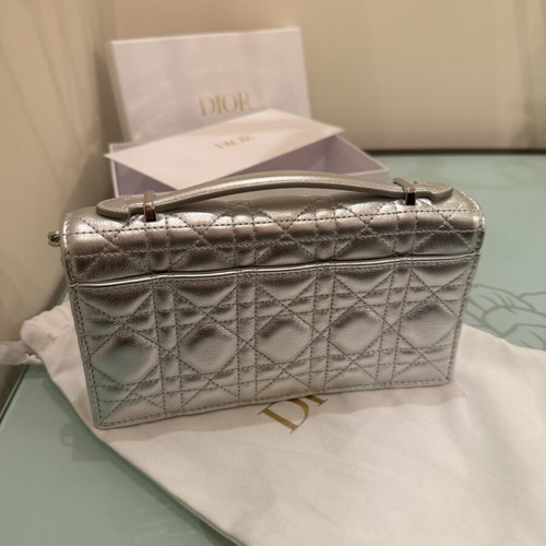 Dior My Dior Mini Bag, iridescent metallic silver cannage lambskin