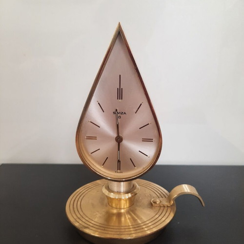 Swiza 8 vintage mechanical table clock alarm used