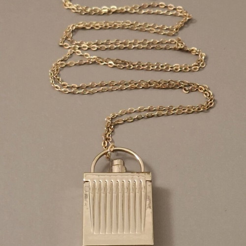 Chloé necklace used, gold tone with padlock pendant