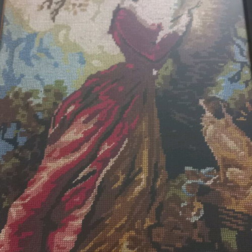 Handmade embroidered frame with DMC thread like new