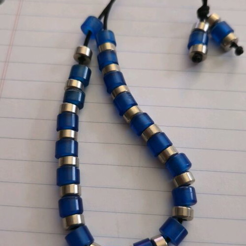 Begleri with Blue Beads and Metal Elements New