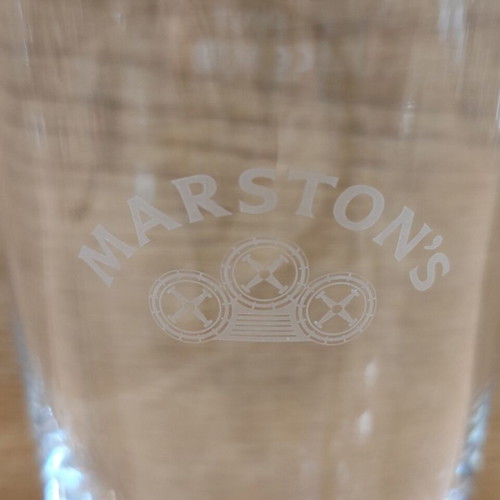 Marston's beer set of two promotional glasses like new