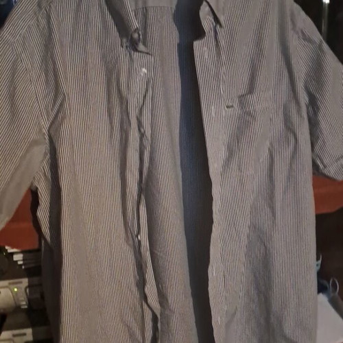 Lacoste striped short-sleeve shirt XL like new, white and blue