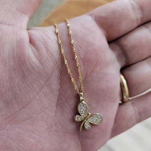 Gold necklace 585 14K with butterfly pendant, 45 cm