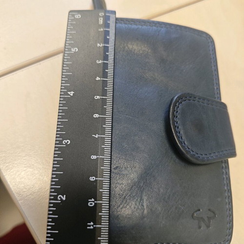 Leather women's wallet dark blue like new, soft leather 9x12 cm