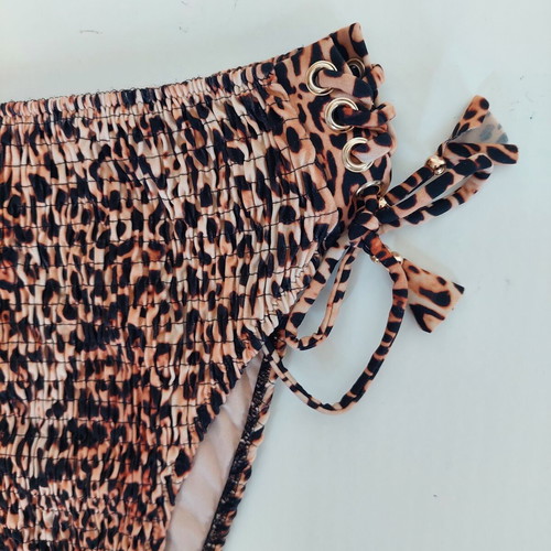 Victoria's Secret bikini leopard print brown used, high-rise bottom size S, top 32D/D70