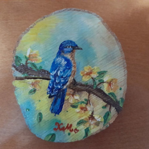 Acrylic painting on wood, 12 cm, varnished finish