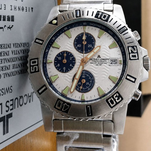 Jacques Lemans Liverpool Chronograph men's watch, white and blue