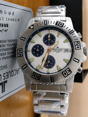 Jacques Lemans Liverpool Chronograph men's watch, white and blue