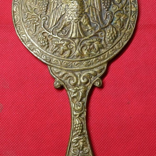 Vintage bronze hand mirror like new, 22 cm