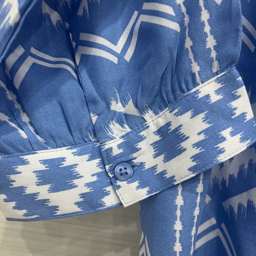 Beach dress new, blue with nice pattern, size L