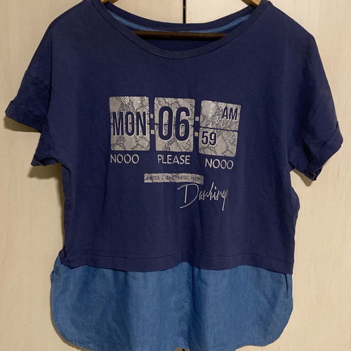 Celestino cotton blouse with denim detail like new, blue