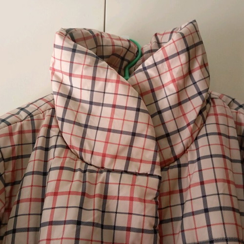 VRS Woman coat XL like new, beige with red and blue lines