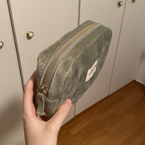 Darphin green velvet skincare makeup pouch