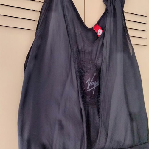 Vintage Virgin Black Sleeveless Top with Double Fabric, Size M, Like New