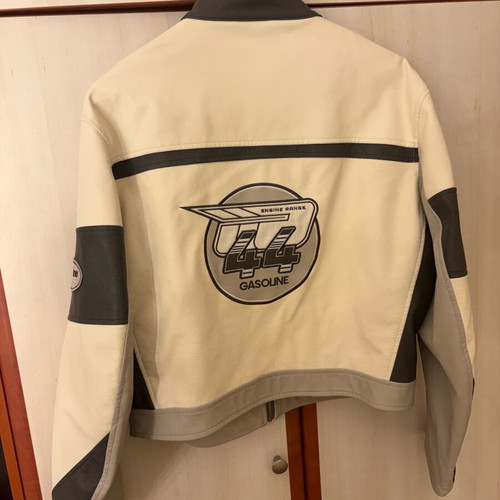 Bershka unisex leather jacket like new, motorcycle style, white and gray
